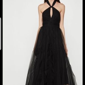 Bcbg tulle tie neck gown